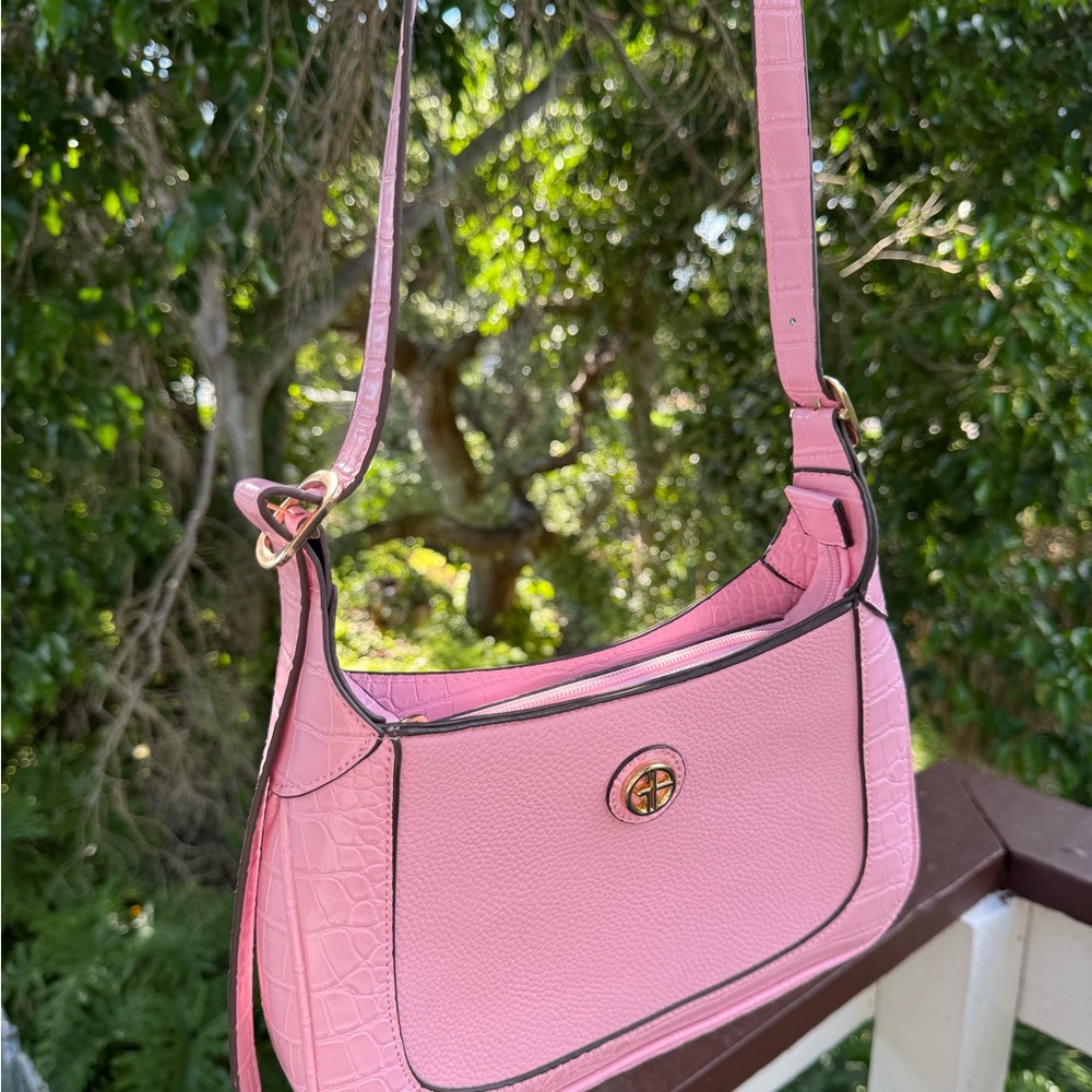 Giani Bernini Pink Croc-Embossed Shoulder Bag